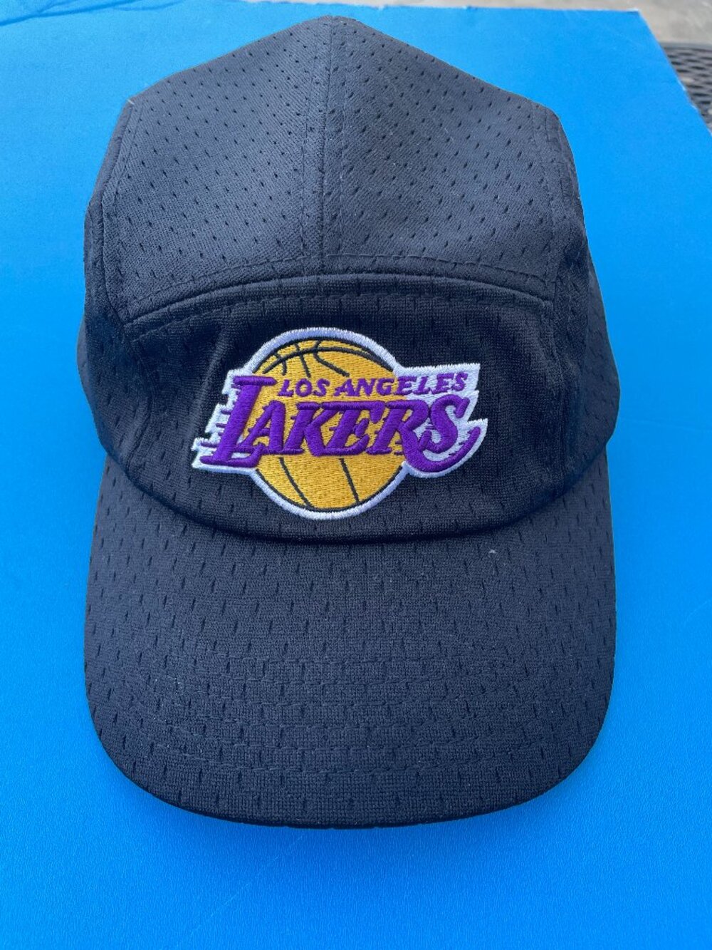 Los Angeles Lakers Black Mesh Strapback Camp Hat 5 Panel Pro Standard NWOT